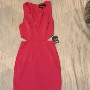 Pink Low V Neck Dress